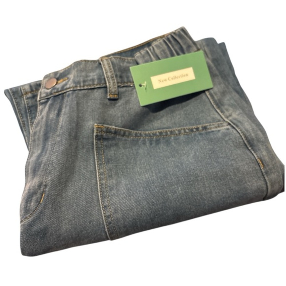 New Collections Women’s Wide Leg Cropped Utility Jeans - Large